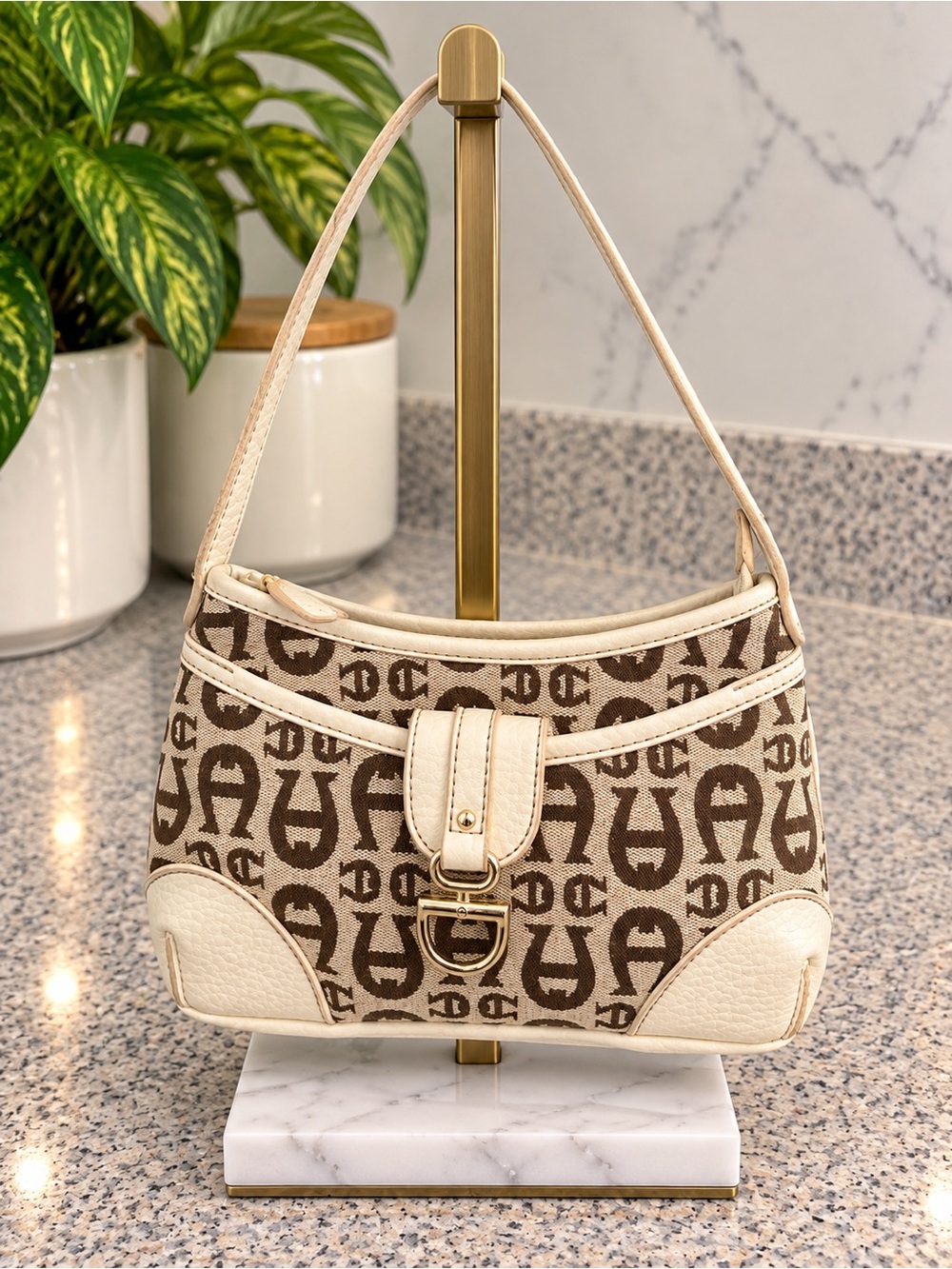 Vintage Etienne Aigner Monogram Baguette Bag